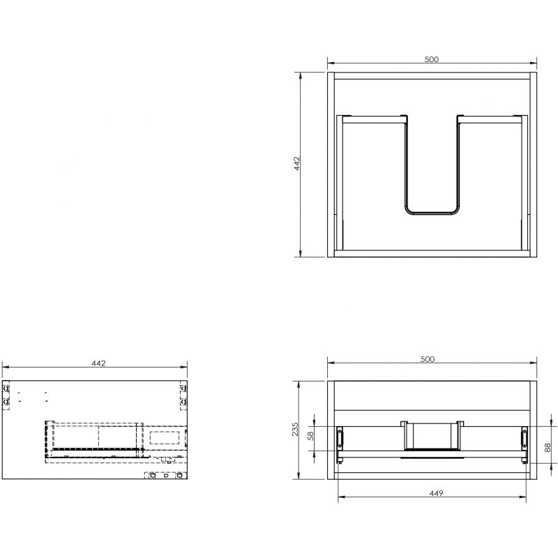 Mexen Box-A skriňa pod umývadlo 50 cm, 1 zásuvka, sivý mat - 91AX0-0500-235-1-62