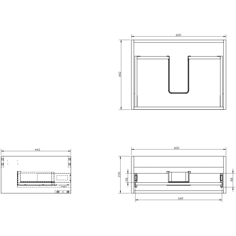 Mexen Box-A korpus skrinky pod umývadlo 60 cm, 1 zásuvka, grafit matný - 91AX0-0600-235-1-66