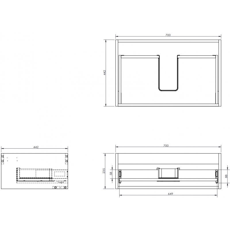 Mexen Box-A korpus skrinky pod umývadlo 70 cm, 1 zásuvka, grafit matný - 91AX0-0700-235-1-66