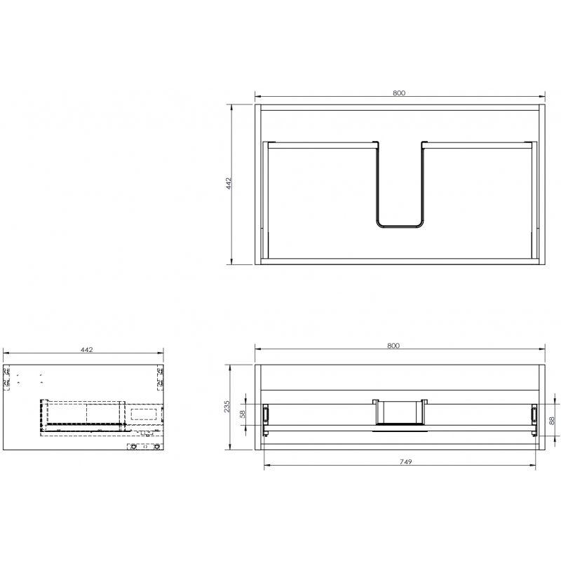 Mexen Box-A korpus skrinky pod umývadlo 80 cm, 1 zásuvka, grafitová mat - 91AX0-0800-235-1-66
