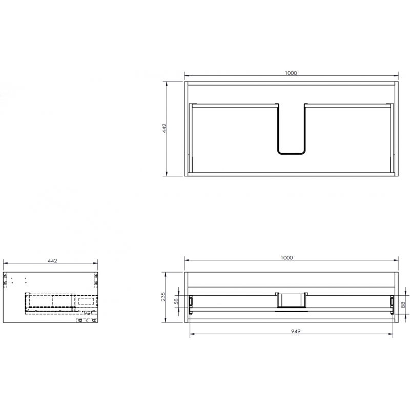 Mexen Box-A skriňová skrinka pod umývadlo 100 cm, 1 zásuvka, grafit mat - 91AX0-1000-235-1-66