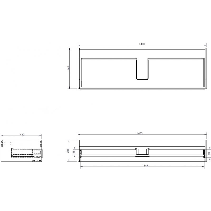 Mexen Box-A skriňa pod umývadlo 140 cm, 1 zásuvka, čierny lesk - 91AX0-1400-235-1-70
