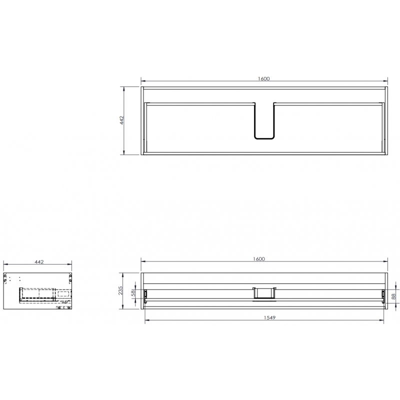 Mexen Box-A korpus skrinky pod umývadlo 160 cm, 1 zásuvka, orech - 91AX0-1600-235-1-86