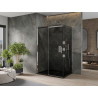 Mexen Omega posuvná sprchová kabína 100 x 80 cm, grafitová, chróm + vanička Flat, čierna - 825-100-080-01-40-4070