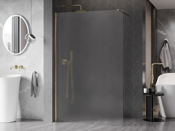 Mexen Kioto-X sprchová stena Walk-in 140 x 200 cm, matná 10 mm, zlatá - 800-140-101-50-30-X