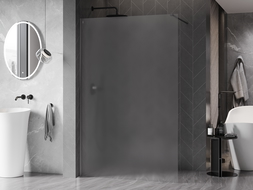 Mexen Kioto-X sprchová stena Walk-in 100 x 200 cm, mrazené sklo 10 mm, brúsená tmavošedá - 800-100-101-66-30-X