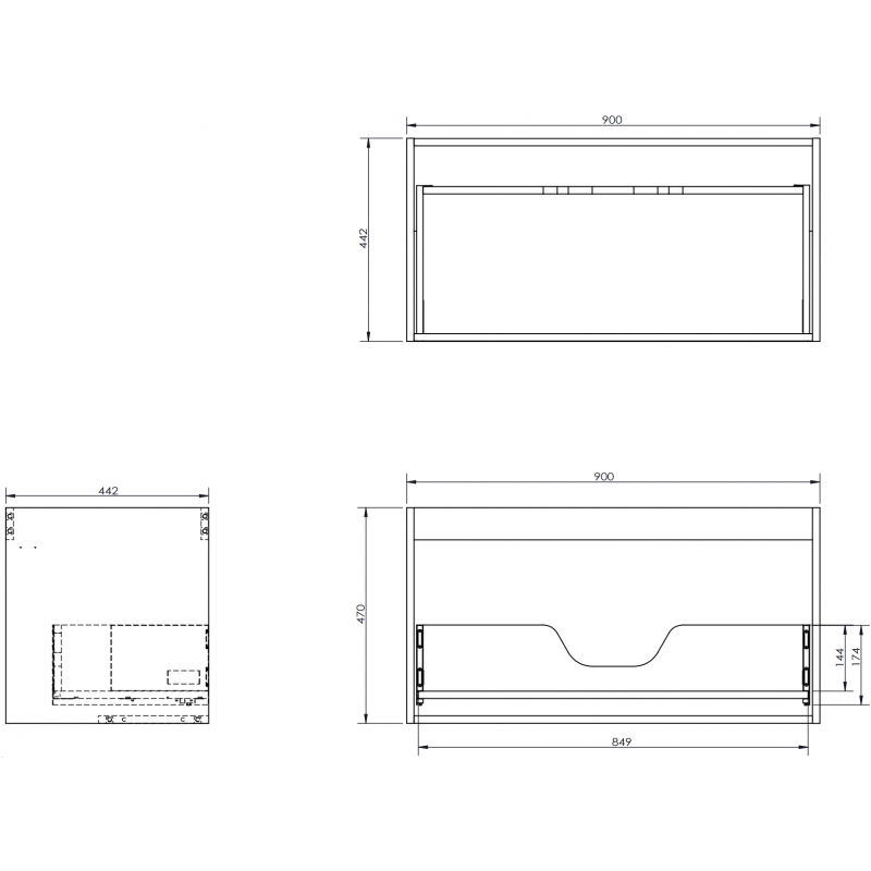 Mexen Box-A korpus skrinky pod umývadlo 90 cm, 1 zásuvka, biely lesk - 91AX0-0900-470-1-00