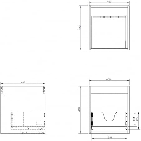 Mexen Box-A korpus skrinky pod umývadlo 40 cm, 1 zásuvka, biely mat - 91AX0-0400-470-1-01