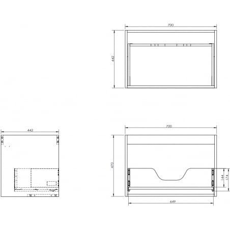 Mexen Box-A skrinka pod umývadlo 70 cm, 1 zásuvka, biely mat - 91AX0-0700-470-1-01