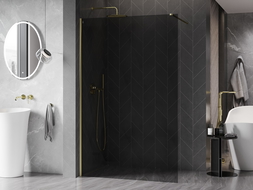 Mexen Kioto-X sprchová stena Walk-in 100 x 200 cm, grafit 10 mm, zlatá - 800-100-101-50-40-X
