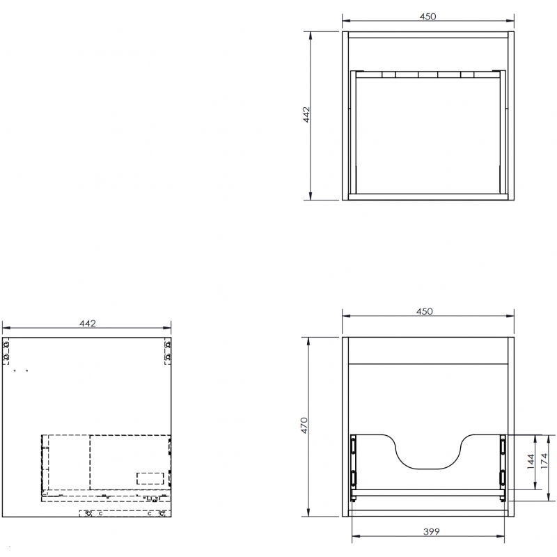 Mexen Box-A skrinka pod umývadlo 45 cm, 1 zásuvka, grafit mat - 91AX0-0450-470-1-66