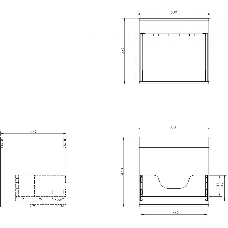 Mexen Box-A korpus skrinky pod umývadlo 50 cm, 1 zásuvka, grafit mat - 91AX0-0500-470-1-66