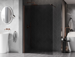 Mexen Kioto-X sprchová stena Walk-in 140 x 200 cm, grafit 10 mm, ružové zlato - 800-140-101-60-40-X