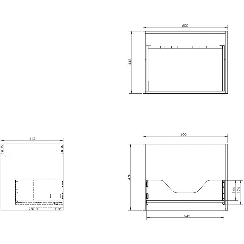 Mexen Box-A korpus skrinky pod umývadlovú dosku 60 cm, 1 zásuvka, čierny lesk - 91AX0-0600-470-1-70