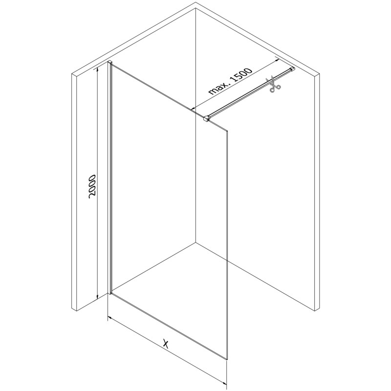 Mexen Kioto-X sprchová stena Walk-in 60 x 200 cm, grafit 10 mm, gun grey brúsená - 800-060-101-66-40-X