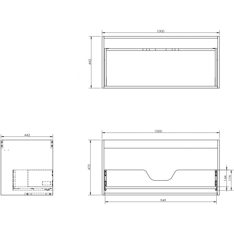 Mexen Box-A korpus kúpelňovej skrinky 100 cm, 1 zásuvka, čierny matný - 91AX0-1000-470-1-71