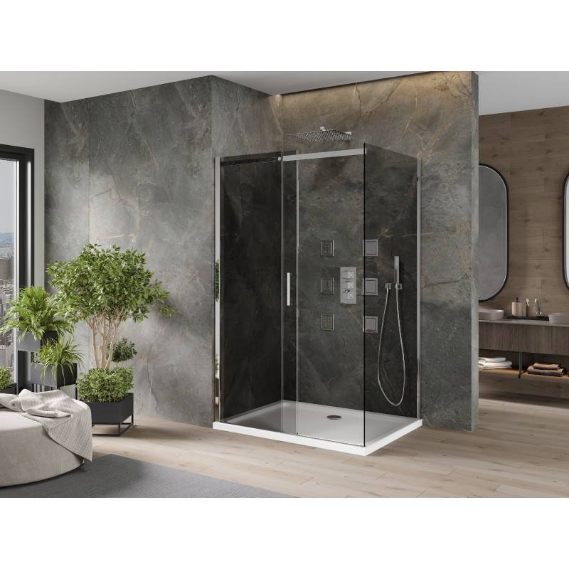 Mexen Omega posuvná sprchová kabína 110 x 70 cm, grafit, chróm + vanička Flat, biela - 825-110-070-01-40-4010