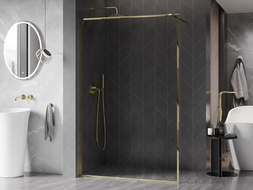 Mexen Kioto-XF sprchová stena Walk-in s rámom 120 x 202 cm, transparentná 10 mm, zlatá - 800-120-104-50-00-X