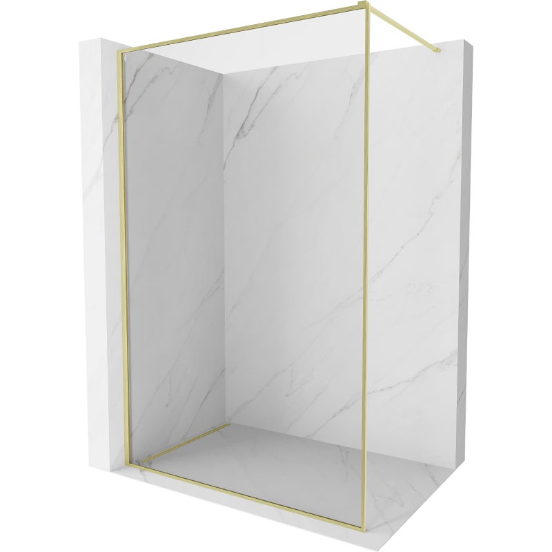 Mexen Kioto-XF sprchová stena Walk-in s rámom 70 x 202 cm, transparentná 10 mm, zlatá kartáčovaná - 800-070-104-55-00-X