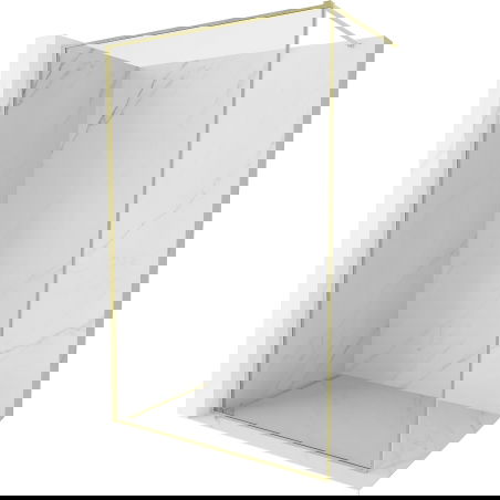 Mexen Kioto-XF sprchová stena Walk-in s rámom 120 x 202 cm, transparentná 10 mm, zlatá kartáčovaná - 800-120-104-55-00-X
