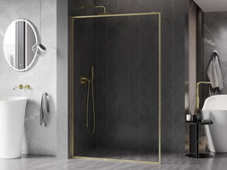 Mexen Kioto-XF sprchová stena Walk-in s rámom 120 x 202 cm, transparentná 10 mm, zlatá kefovaná - 800-120-104-55-00-X