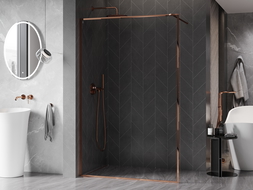 Mexen Kioto-XF sprchová stena Walk-in s rámom 60 x 202 cm, transparentná 10 mm, ružové zlato - 800-060-104-60-00-X