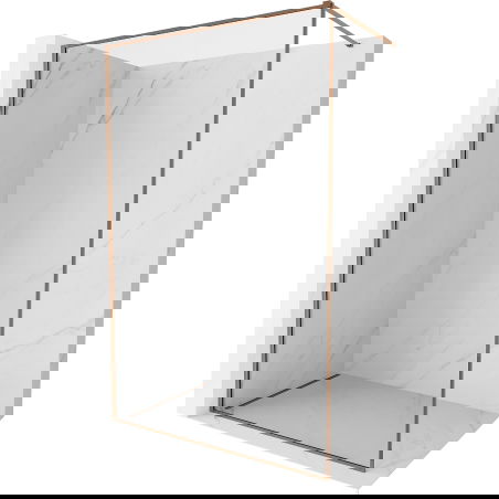 Mexen Kioto-XF sprchová stena Walk-in s rámom 100 x 202 cm, transparentná 10 mm, ružové zlato - 800-100-104-60-00-X