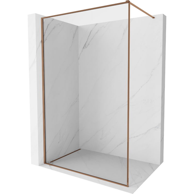 Mexen Kioto-XF sprchová stena Walk-in s rámom 140 x 202 cm, transparentná 10 mm, ružové zlato - 800-140-104-60-00-X
