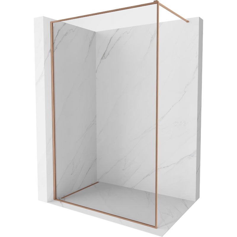 Mexen Kioto-XF sprchová stena Walk-in s rámom 100 x 202 cm, transparentná 10 mm, brúsená meď - 800-100-104-65-00-X