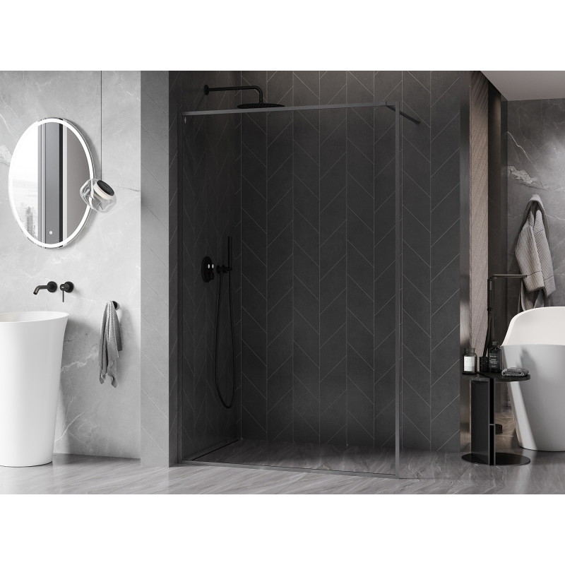 Mexen Kioto-XF Sprchová stena Walk-in s rámom 100 x 202 cm, priehľadná 10 mm, brúsená zbraň šedej farby
