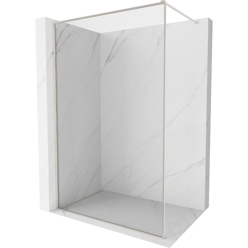 Mexen Kioto-XF sprchová stena Walk-in s rámom 100 x 202 cm, transparentná 10 mm, brúsený nikel - 800-100-104-97-00-X