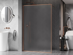 Mexen Kioto-XF sprchová stena Walk-in s rámom 140 x 202 cm, námraza 10 mm, leštená meď - 800-140-104-65-30-X