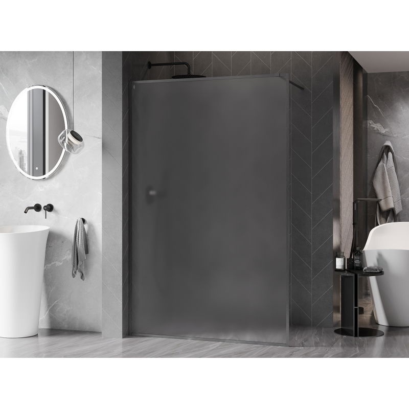 Mexen Kioto-XF sprchová stena Walk-in s rámom 140 x 202 cm, matné sklo 10 mm, brúsená gun gray - 800-140-104-66-30-X