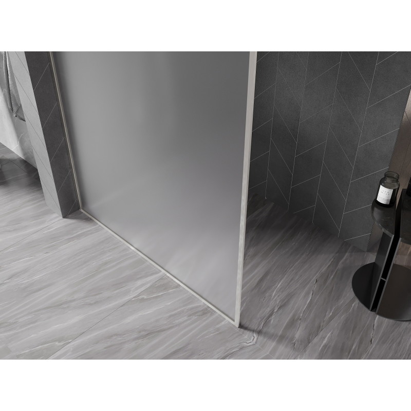 Mexen Kioto-XF sprchová stena Walk-in s rámom 90 x 202 cm, mrazivá 10 mm, kartáčovaný nikel - 800-090-104-97-30-X