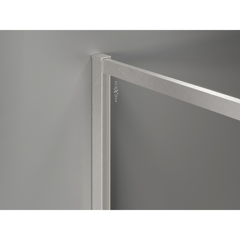 Mexen Kioto-XF sprchová stena Walk-in s rámom 90 x 202 cm, mrazivá 10 mm, kartáčovaný nikel - 800-090-104-97-30-X
