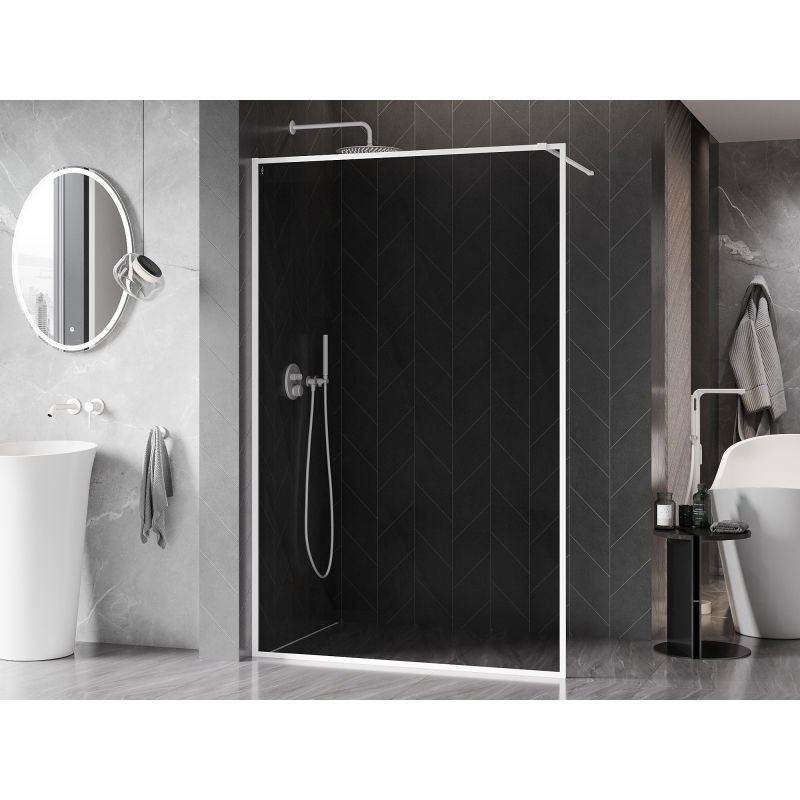 Mexen Kioto-XF sprchová stena Walk-in s rámom 130 x 202 cm, grafit 10 mm, biela - 800-130-104-20-40-X