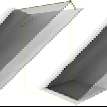 Mexen Kioto-XF sprchový panel Walk-in s rámom 110 x 202 cm, grafit 10 mm, zlatá - 800-110-104-50-40-X