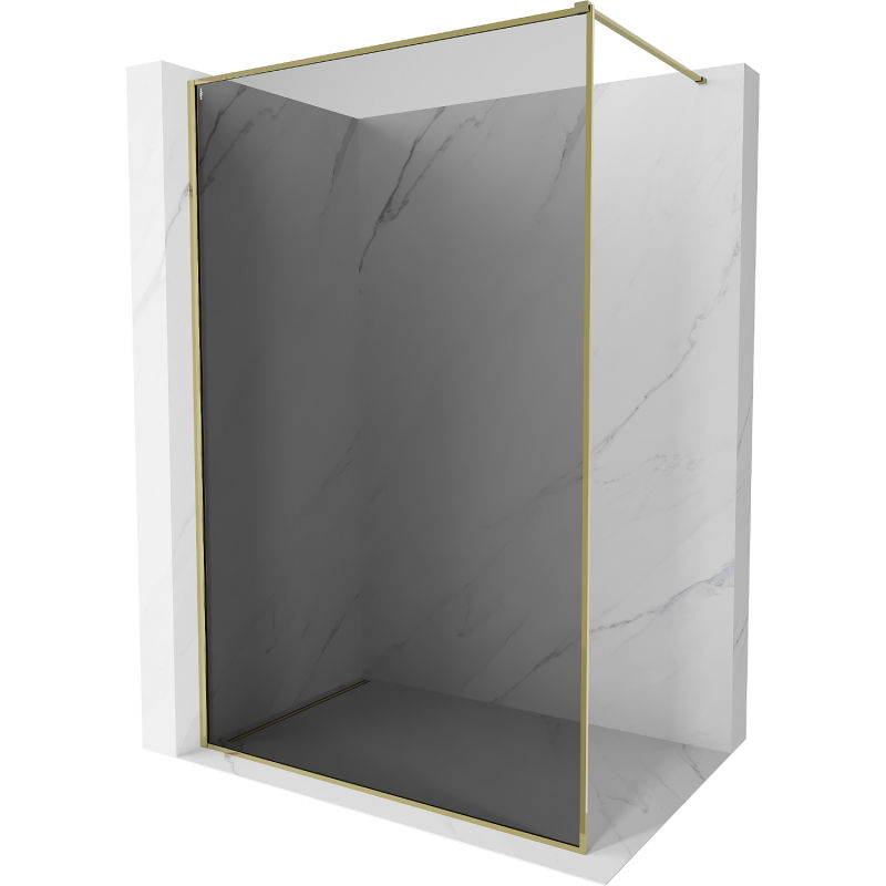 Mexen Kioto-XF sprchová stena Walk-in s rámom 140 x 202 cm, grafit 10 mm, zlatá - 800-140-104-50-40-X