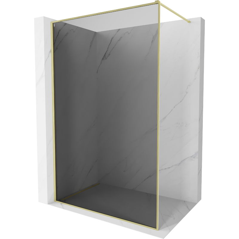 Mexen Kioto-XF sprchová stena Walk-in s rámom 70 x 202 cm, grafit 10 mm, zlatá brúsená - 800-070-104-55-40-X