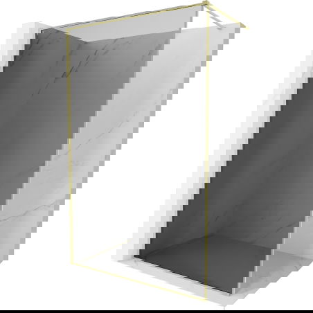 Mexen Kioto-XF Sprchová stena Walk-in s rámom 130 x 202 cm, grafit 10 mm, zlatá kartáčovaná - 800-130-104-55-40-X