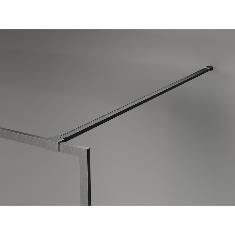 Mexen Kioto-XF sprchová stena Walk-in s rámom 120 x 202 cm, grafit 10 mm, kartáčovaná gun gray - 800-120-104-66-40-X