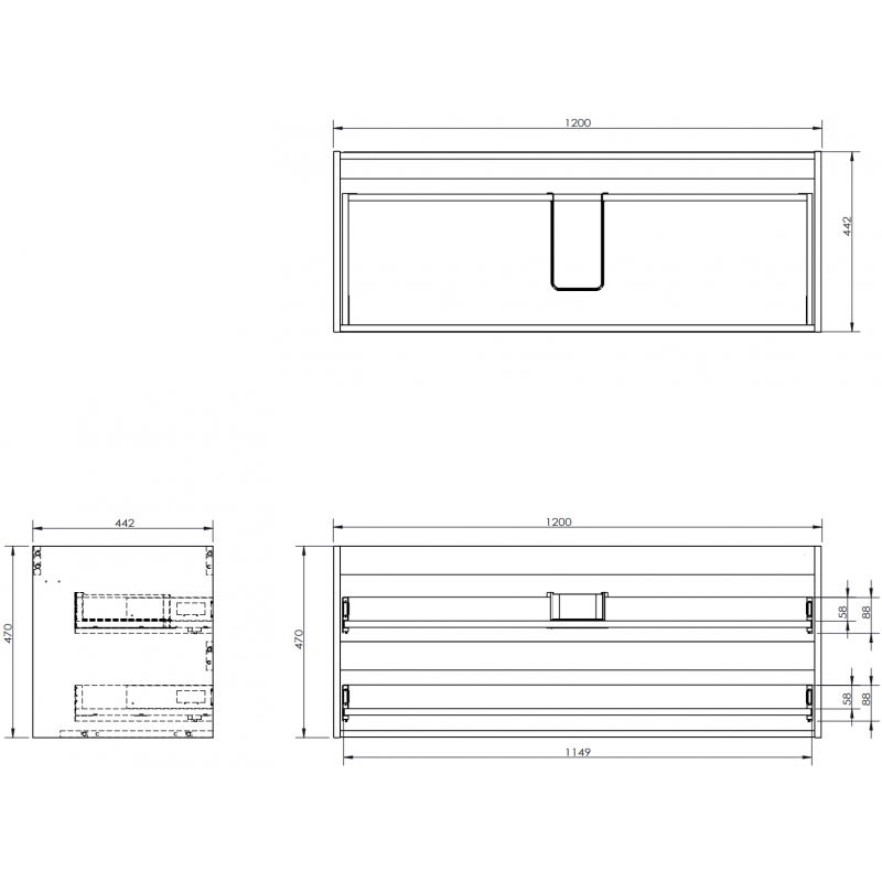Mexen Box-A skrinka pod umývadlo 120 cm, 2 zásuvky, biely lesk - 91AX0-1200-470-2-00