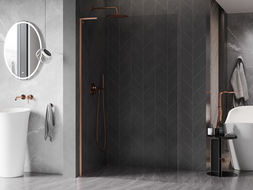 Mexen Kioto-X L sprchová stena Walk-in 60 x 200 cm, transparentná 10 mm, brúsená meď - 800-060-107-65-00-X