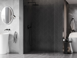 Mexen Kioto-X L sprchová stena Walk-in 60 x 200 cm, transparentná 10 mm, čierna - 800-060-107-70-00-X