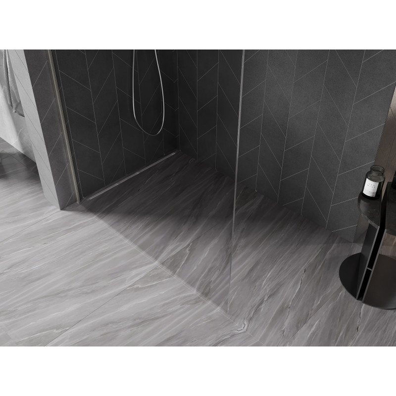 Mexen Kioto-X L sprchová stena Walk-in 50 x 200 cm, priehľadná 10 mm, brúsený nikel - 800-050-107-97-00-X