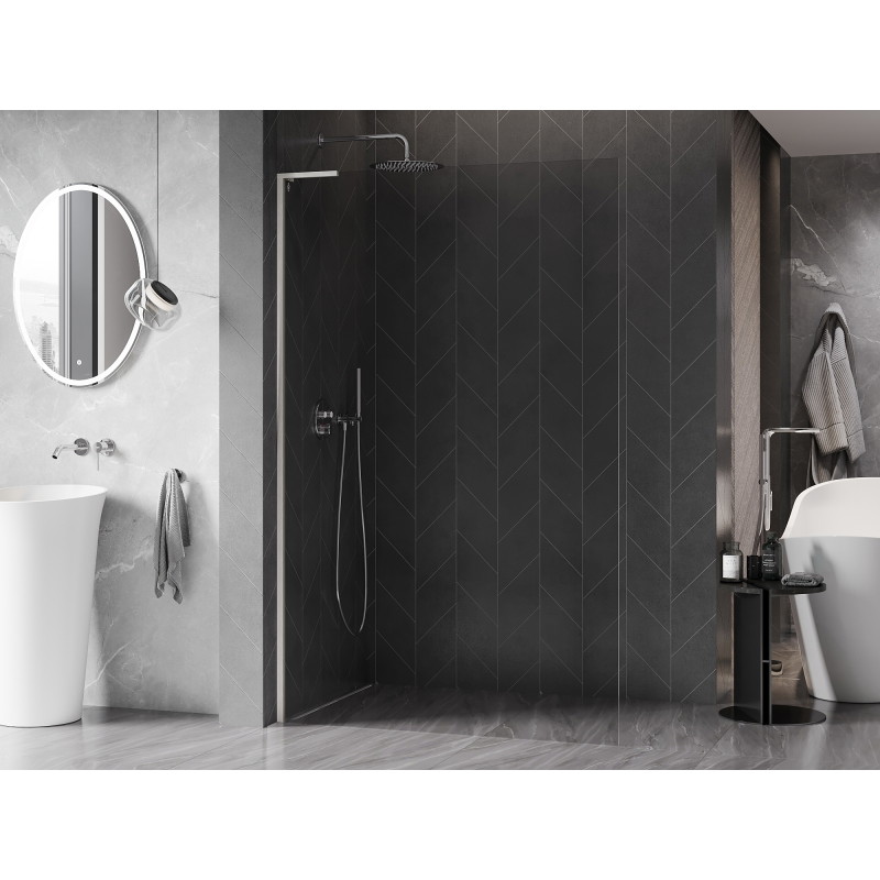 Mexen Kioto-X L sprchová stena Walk-in 50 x 200 cm, priehľadná 10 mm, brúsený nikel - 800-050-107-97-00-X