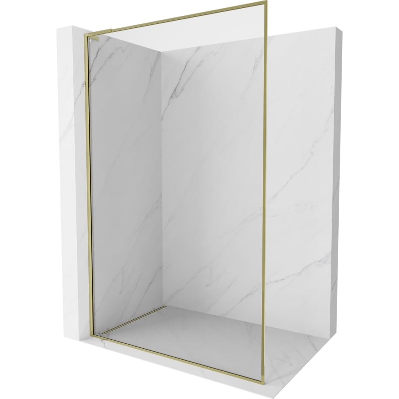 Mexen Kioto-XF L sprchová stena Walk-in s rámikom 110 x 202 cm, transparentná 10 mm, zlatá - 800-110-174-50-00-XF