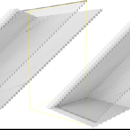 Mexen Kioto-XF L sprchová stena Walk-in s rámom 100 x 202 cm, transparentná 10 mm, zlatá kartáčovaná - 800-100-174-55-00-XF