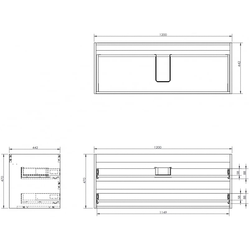 Mexen Box-A skrinka pod umývadlo 120 cm, 2 zásuvky, dub - 91AX0-1200-470-2-81