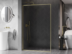 Mexen Kioto-F L sprchová stena Walk-in s rámom 85 x 202 cm, transparentná 8 mm, zlatá kartáčovaná - 800-085-174-55-00